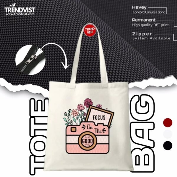 Focus Tote Bag (White) With inner pocket