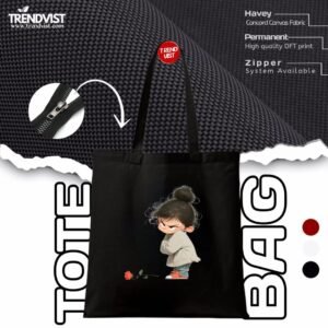 Angry Little girl Tote Bag (Black) With inner pocket