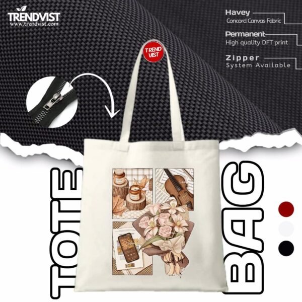Drawing Tote Bag (White) With inner pocket