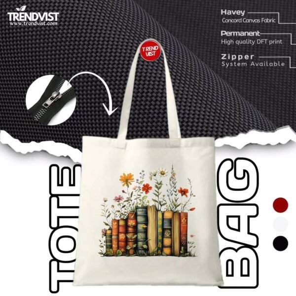 Books garden Tote Bag (White) With inner pocket