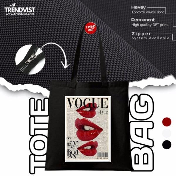 Vogue Tote Bag (Black) With inner pocket