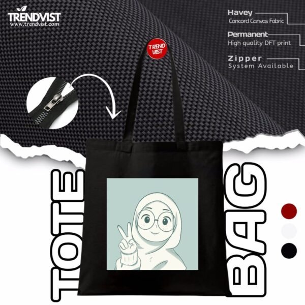 Hijabi Tote Bag (Black) With inner pocket
