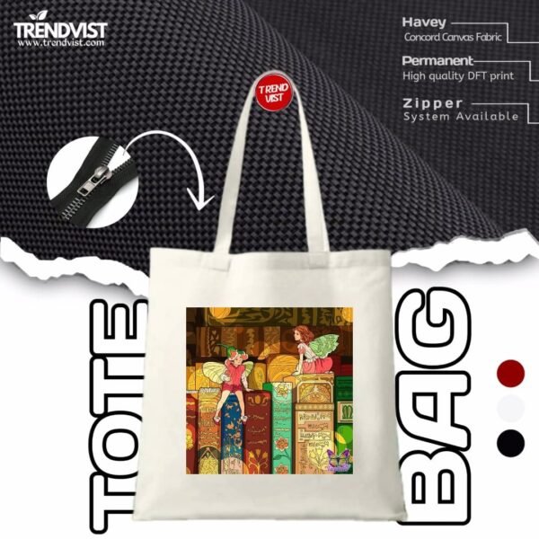 Butterfly Girl Tote Bag (white) With inner pocket