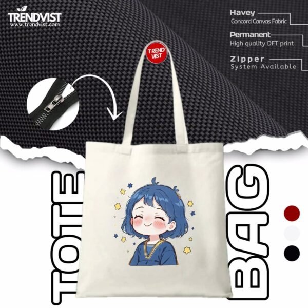 Happy girl Tote Bag (white) With inner pocket