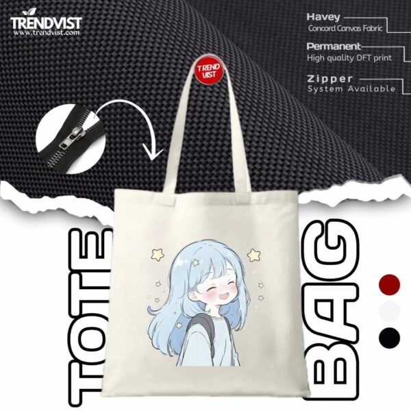 Little Girl with long hair Tote Bag (white) With inner pocket