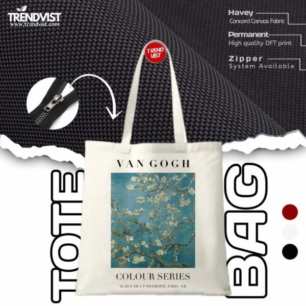 Van Gogh Tote bag (white) With inner pocket