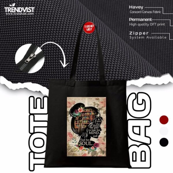 Library Tote bag (black) With inner pocket