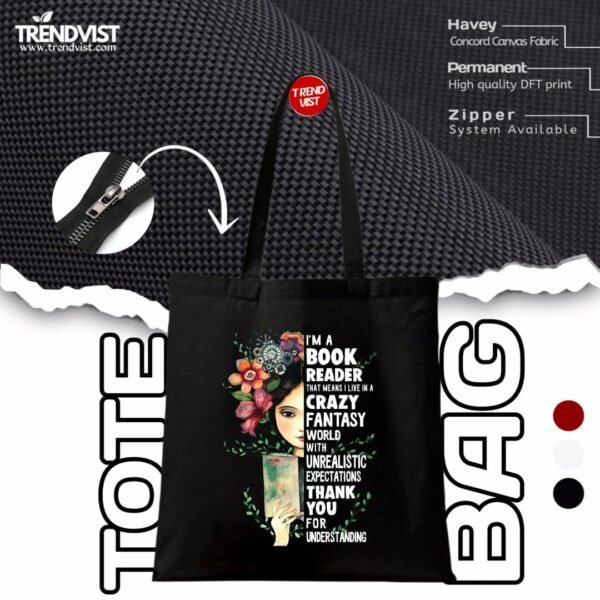 Book reader Tote bag (black) With inner pocket