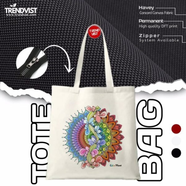 Mandala Tote bag (white) With inner pocket