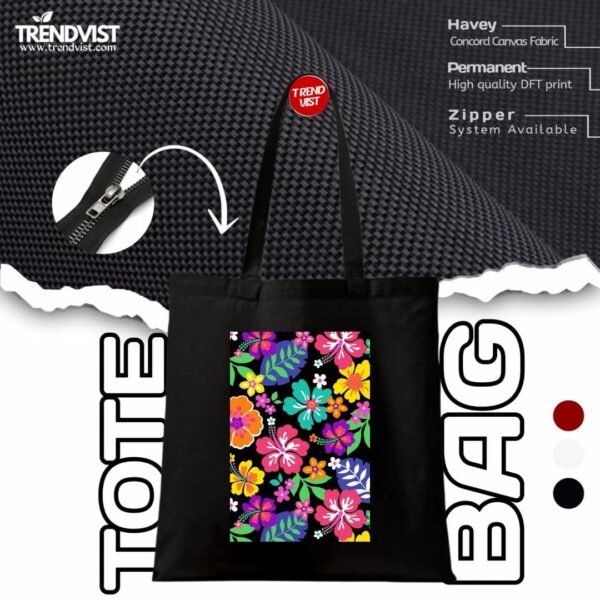 Colour Flower Tote bag (black) With inner pocket