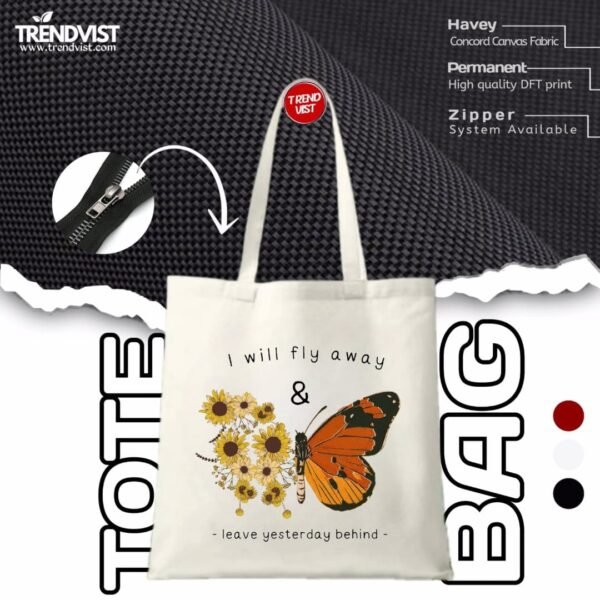Fly bird Tote bag (white) With inner pocket